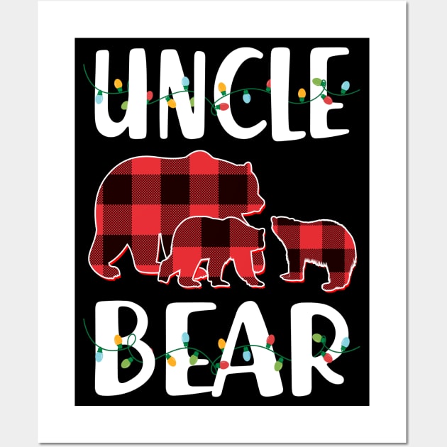 Uncle Bear Red Plaid Christmas Pajama Matching Family Gift Wall Art by intelus